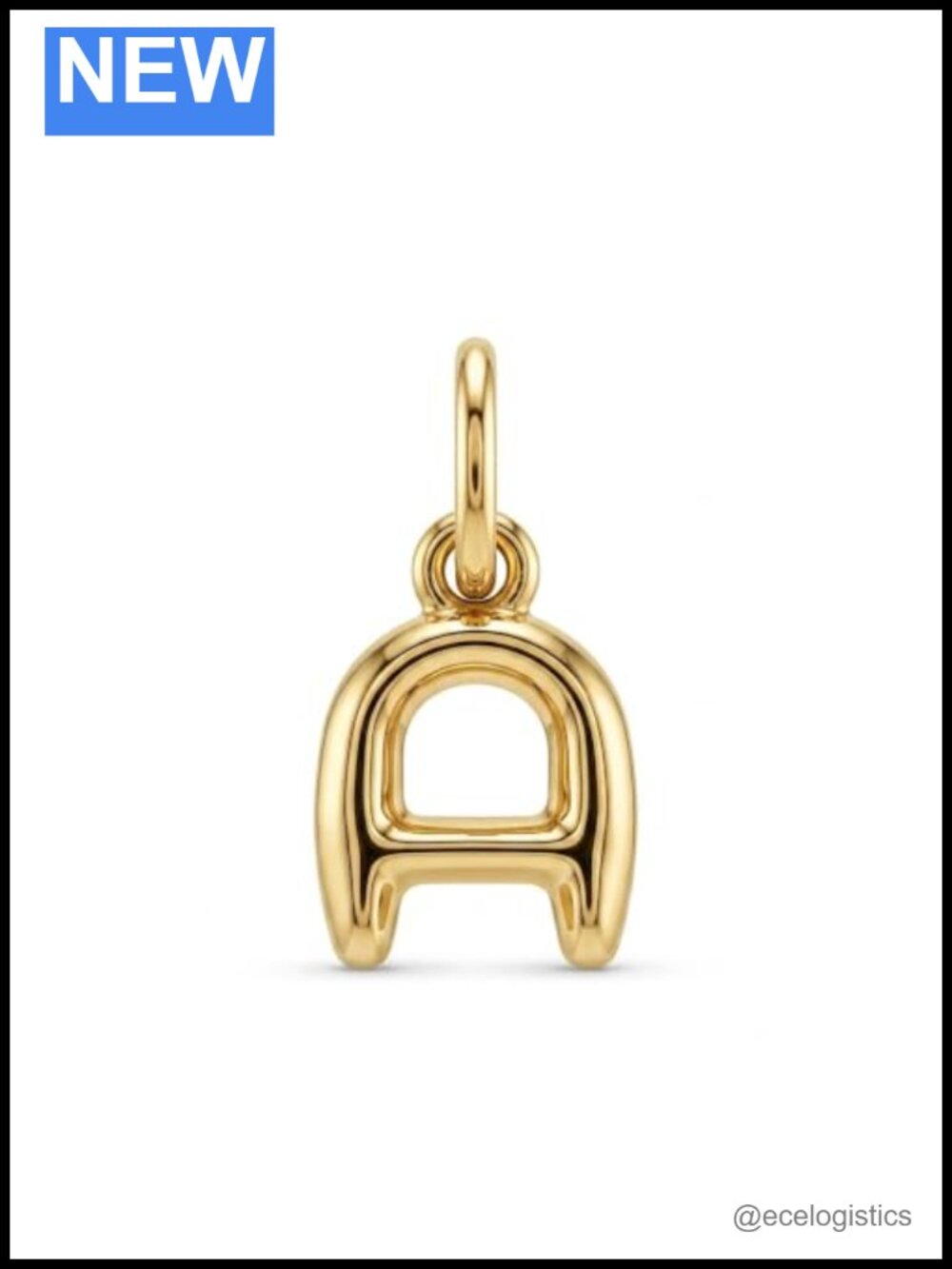 10K Yellow Gold Puffed Initial Letter Charm Pendant 13mm